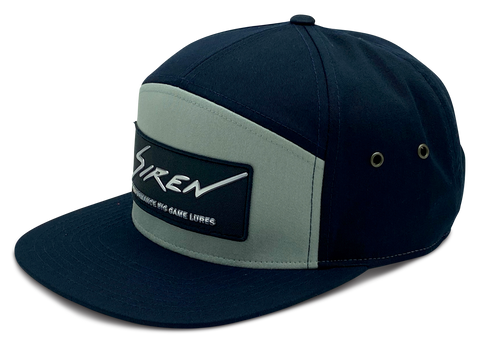 Siren 7 Panel Flatbill Strapback: Seagull & Navy