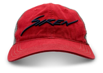Siren Garment Washed Trucker: Red and Charcoal